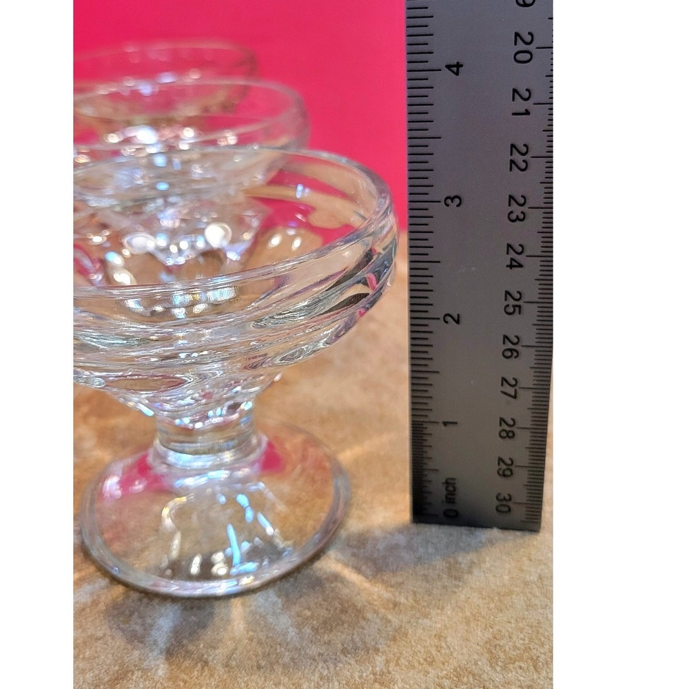 Vintage Style Clear Glass Footed Dessert Bowls Set of 9 Ice Cream Sundae Cups - Picture 5 of 16